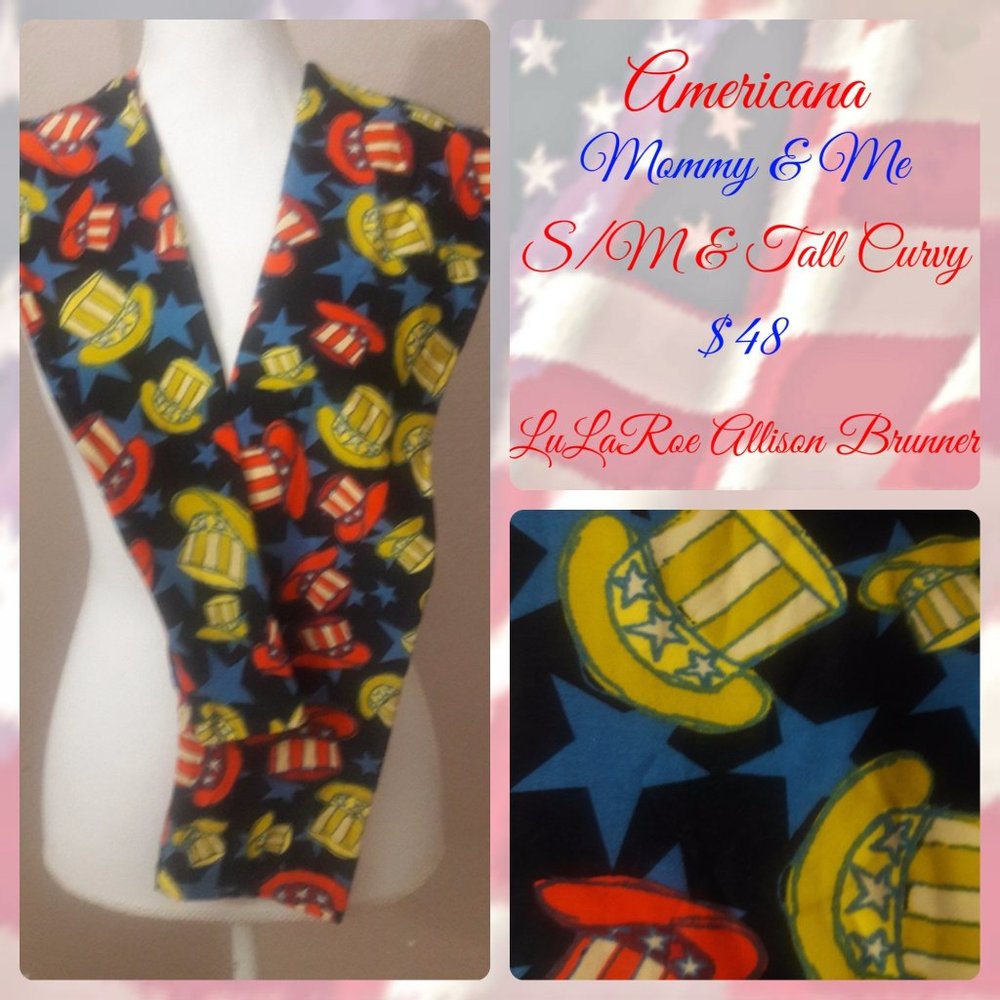 3/$30 - Lularoe Leggings - Americana - NWOT